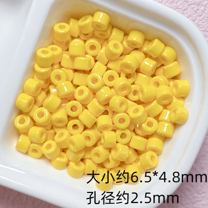 Solid Color Cylindrical Pony Beads Acrylic 6mm 50pcs 4