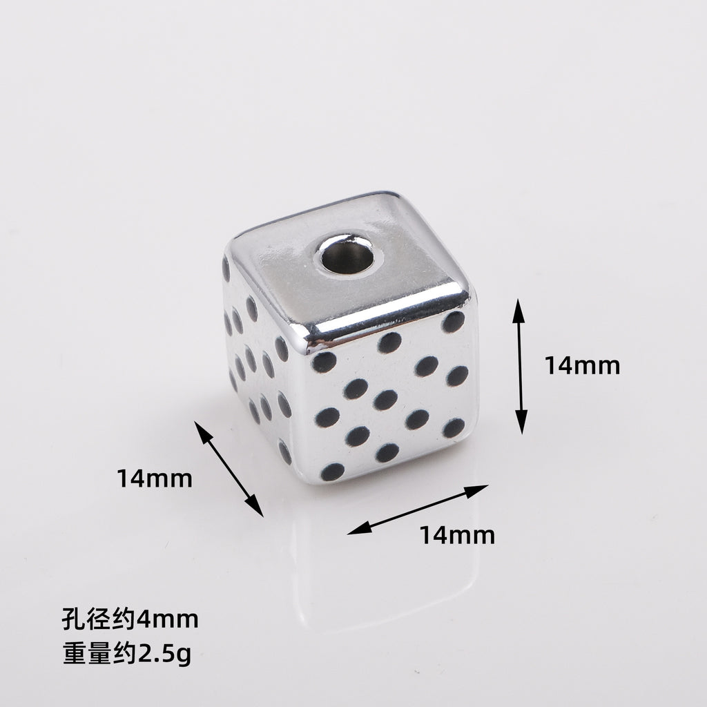 Plating Square Acrylic Beads 14mm Spot Plaid Mixed Colors 50pcs 2