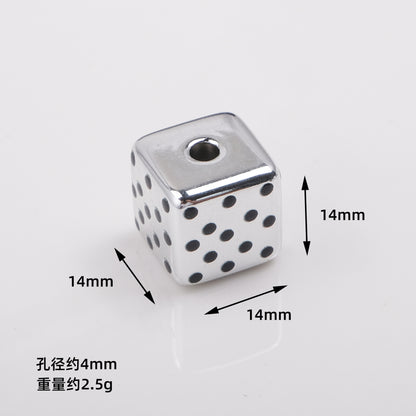 Plating Square Acrylic Beads 14mm Spot Plaid Mixed Colors 50pcs 2