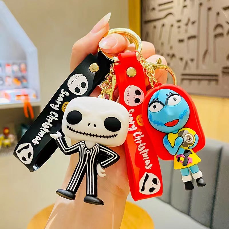 PVC Cartoon Halloween Couple Keychain Colorful Festive Charm