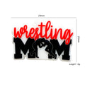 Silicone Focal Beads Wrestling Mom Red Script Black Silhouettes 10pcs