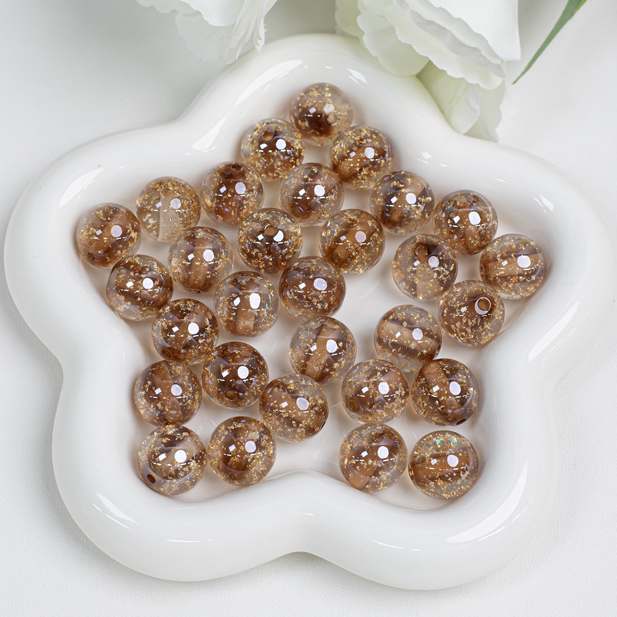 Clear Round Acrylic Beads 12mm 16mm Gold Foil Filled 40pcs 14