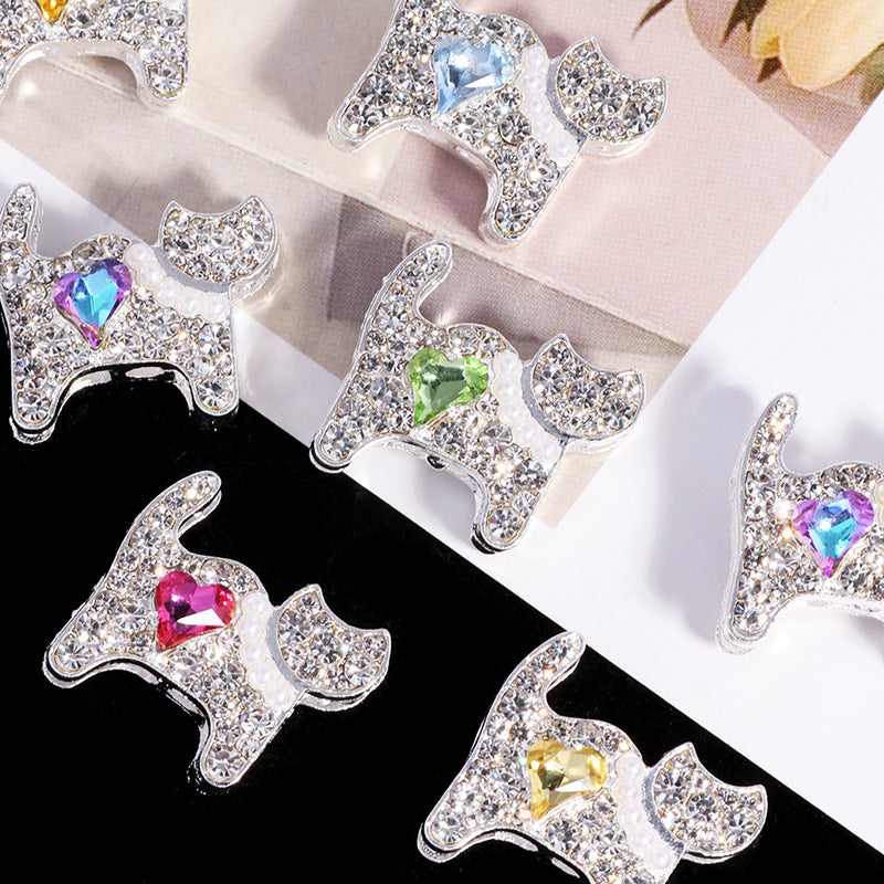 Double-Sided Cat Rhinestone Beads 22mm Full Pave Alloy 3pcs 4
