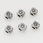 Square Metal Beads 5/8mm Tibetan Four-Sided Flower Antique Silver Tone 3