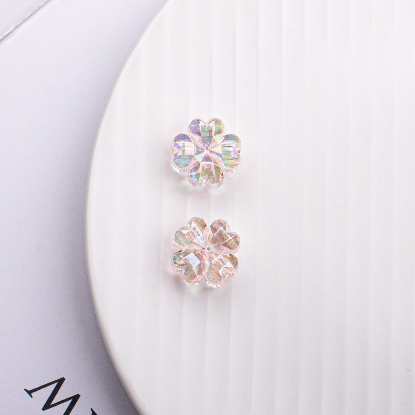 Transparent Plating Clover Acrylic Beads 14mm Summer Glow 10pcs 9