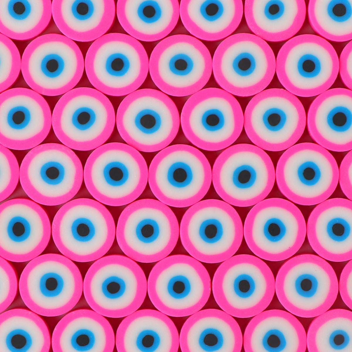 Flat Clay Beads 10mm Evil Eye Polymer Bright Mixed Colors 100pcs 14