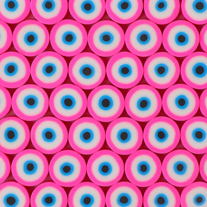Flat Clay Beads 10mm Evil Eye Polymer Bright Mixed Colors 100pcs 14