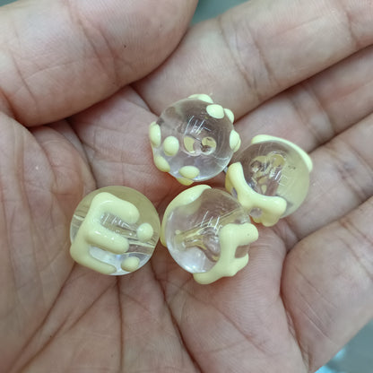 Hand Painted Round Acrylic Beads 16mm Transparent Icing Design 100pcs 10