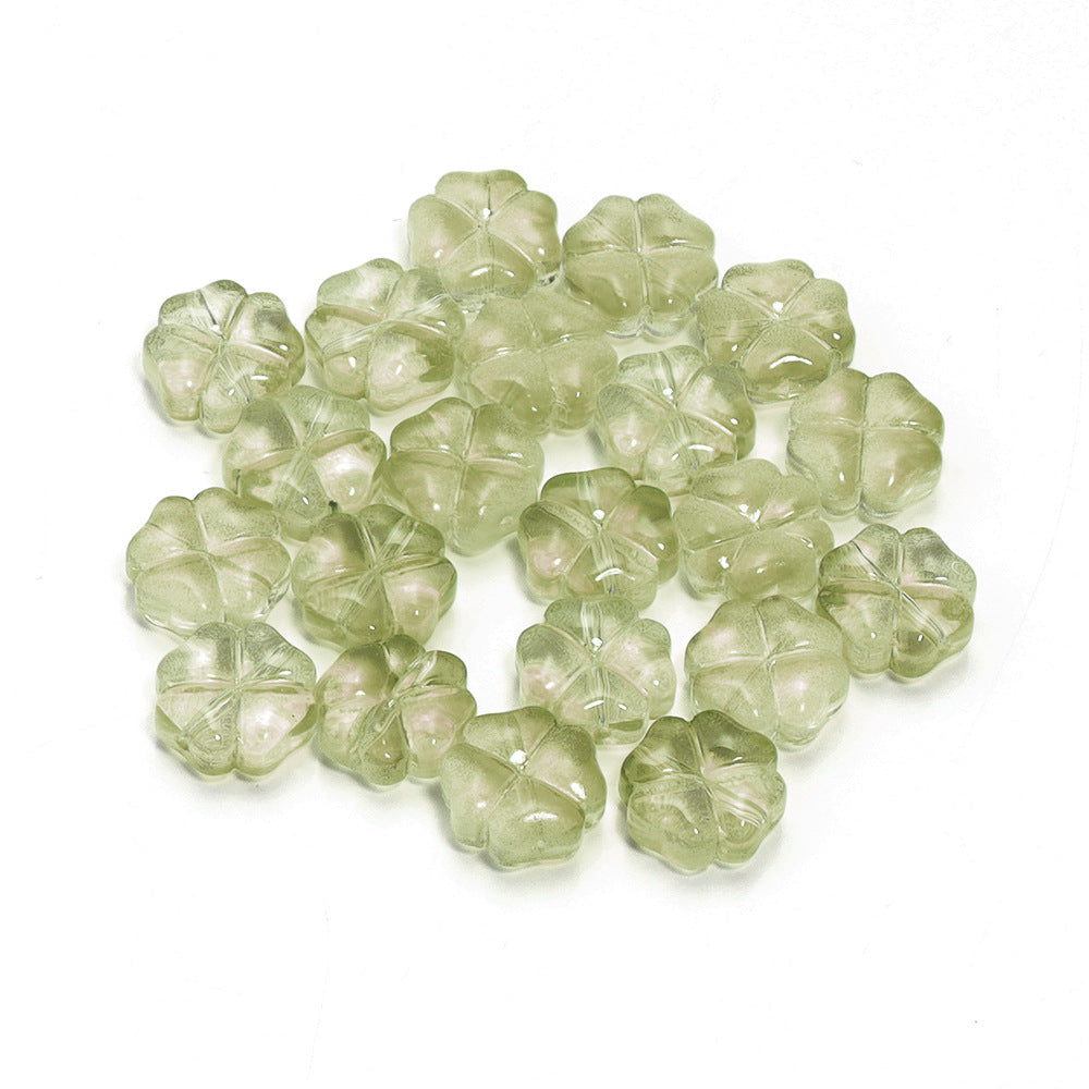 Color Transparent Clover Glass Beads 10mm Assorted Colors 50pcs 12