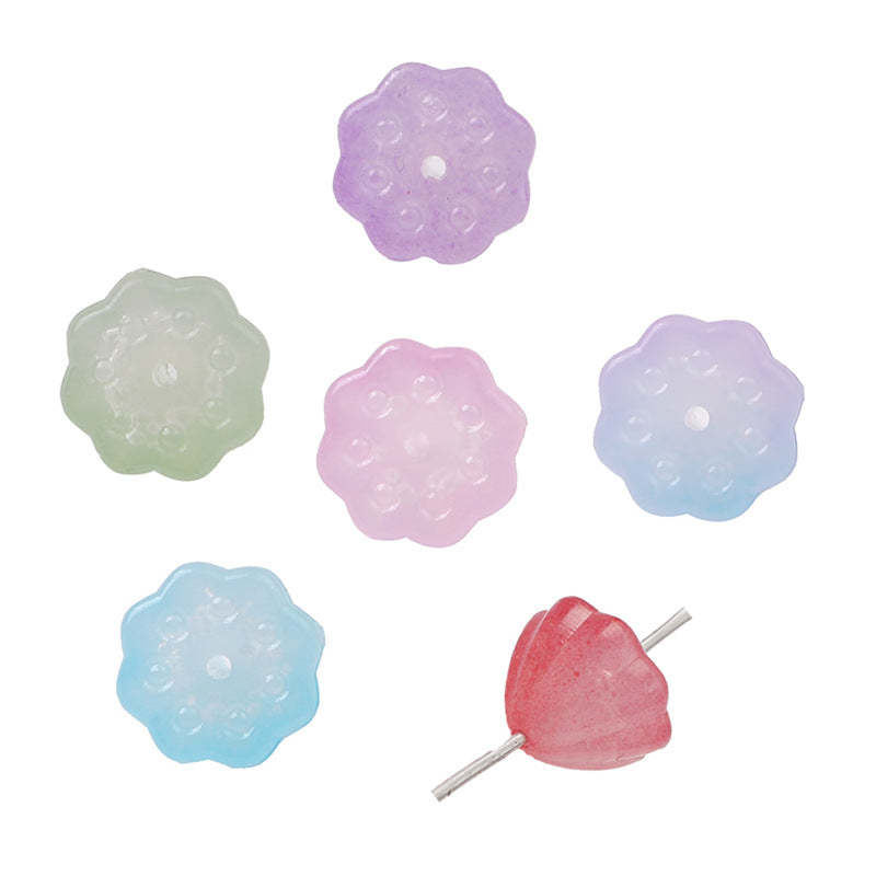 Gradient Lotus Seed Acrylic Beads 10mm Translucent Textured 100pcs 13