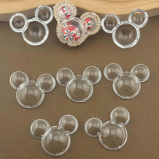 Clear Fillable Mickey Head Acrylic Beads 38mm 5sets