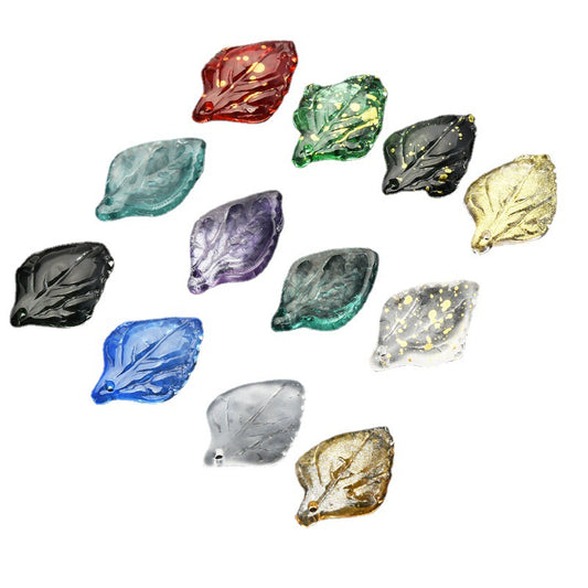 Czech Glass Beads Sunflower Leaf 16 x 23mm Multicolor Petal 20pcs