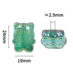 Glow In The Dark Biscuit Bear Acrylic Beads 24mm Pastel Iridescent 50pcs 4