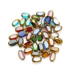 Gilded Oval Seed Glass Beads 4x6mm Plated Gold Frame 96pcs 5