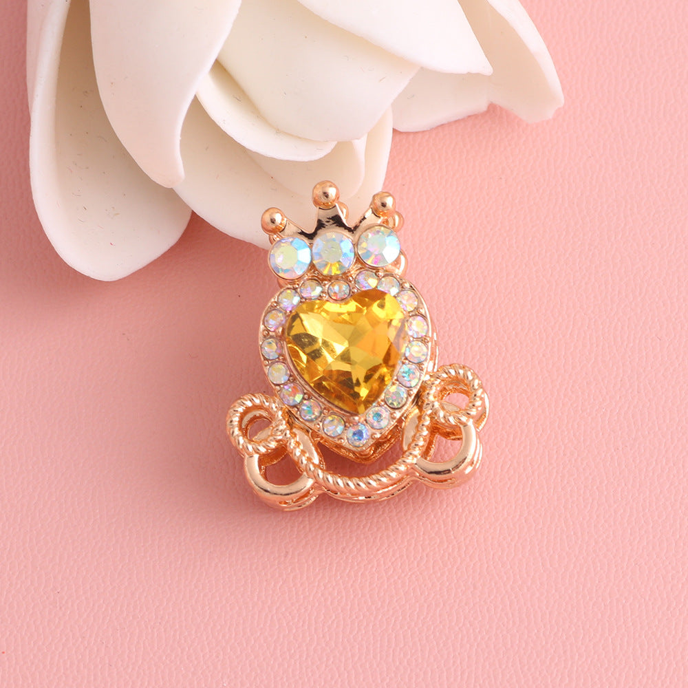 Heart Pumpkin Carriage Rhinestone Beads 28mm Alloy Pave Multi Color 5pcs 18