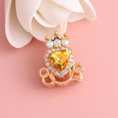 Heart Pumpkin Carriage Rhinestone Beads 28mm Alloy Pave Multi Color 5pcs 18