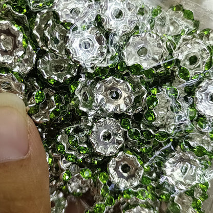 Rhinestone Wavy Spacer Beads 12mm Red Crystal 50pcs 13