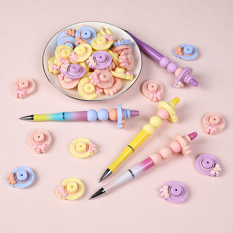 Silicone 3D Focal Beads Bow Hat With Bow Detail 20pcs 3