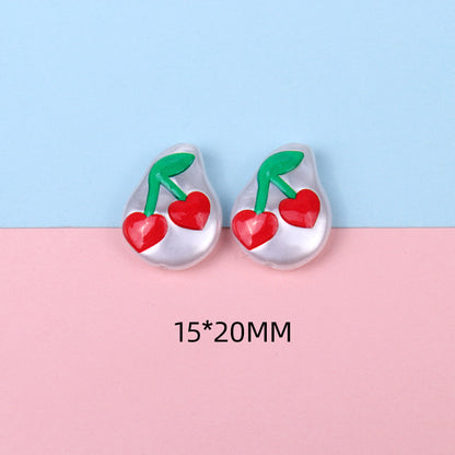 Hand Painted Cartoon Pattern Pearlized Acrylic Beads ABS Plastic 10pcs 17