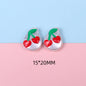 Hand Painted Cartoon Pattern Pearlized Acrylic Beads ABS Plastic 10pcs 17