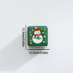 Baking Painted Christmas Square Acrylic Beads 15mm 10pcs 3