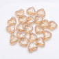 Electroplated Heart Glass Beads 13x15mm Peach Metallic 20pcs 11