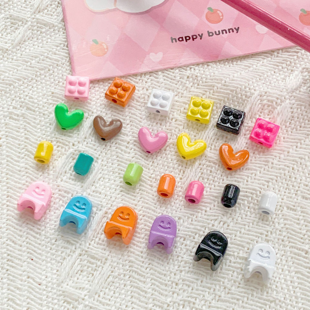 Chair and Jigsaw Metal Beads Painted Colorful Glossy 20pcs