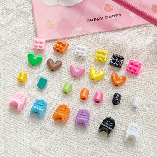 Chair and Jigsaw Metal Beads Painted Colorful Glossy 20pcs