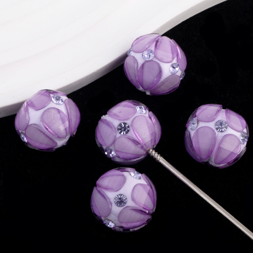 Flower Clay Beads 15mm Crystal Petal Wrapped Pastel Mixed 6pcs 3