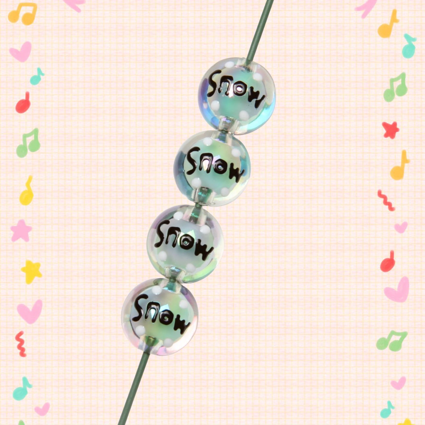 Hand Painted Christmas Tree Gloves Series Acrylic Beads 16mm 5pcs 8