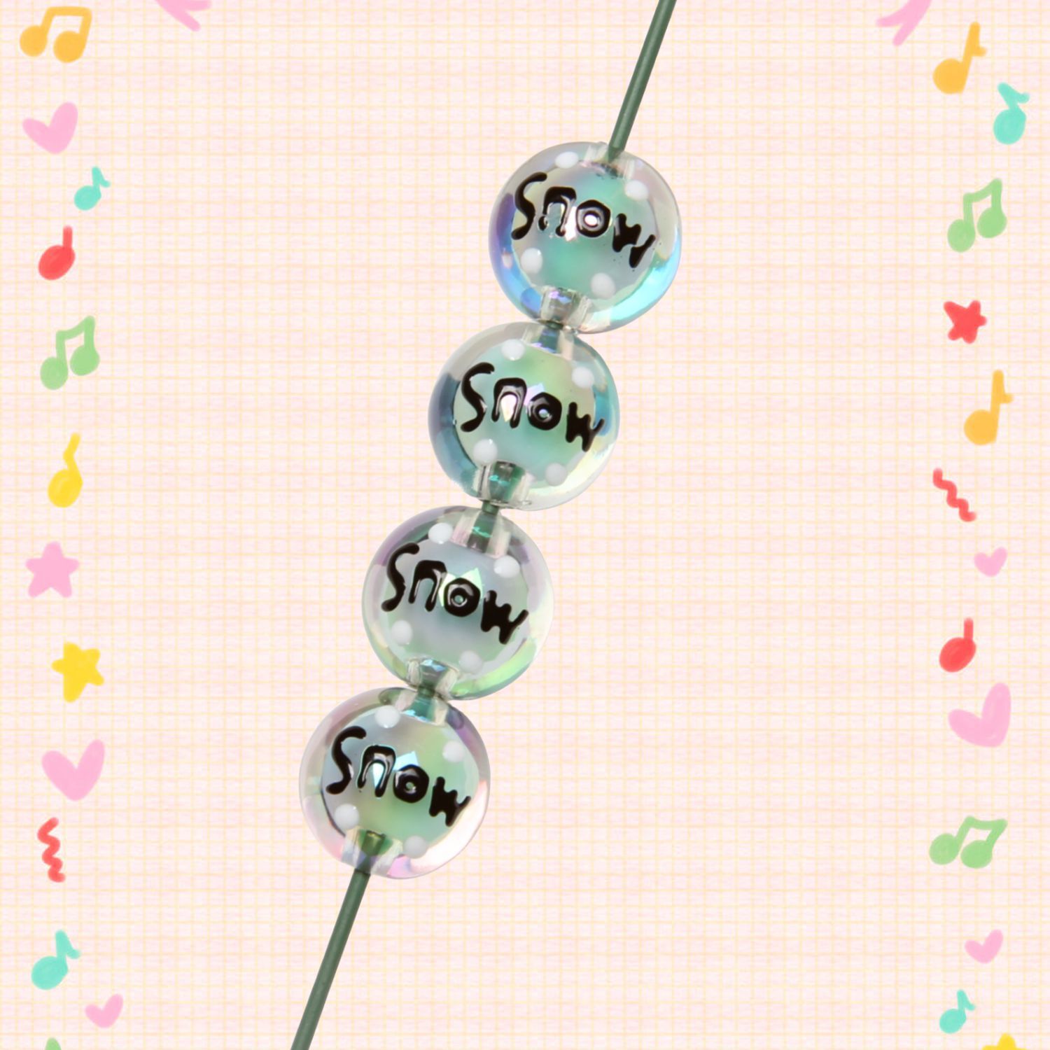 Hand Painted Christmas Tree Gloves Series Acrylic Beads 16mm 5pcs 8