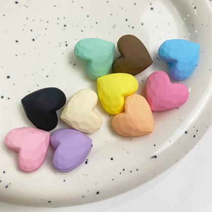 Rubberized Spray Painted Faceted Heart Acrylic Beads 19mm 50pcs 16