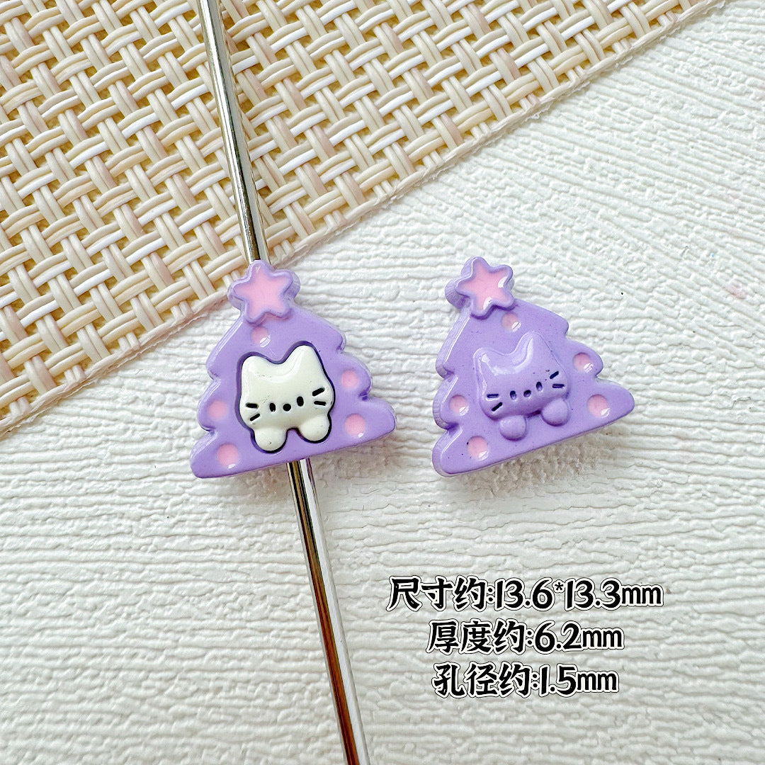 Christmas Tree and Birdcage Metal Beads 13-16mm Baking Painted 10pcs 9