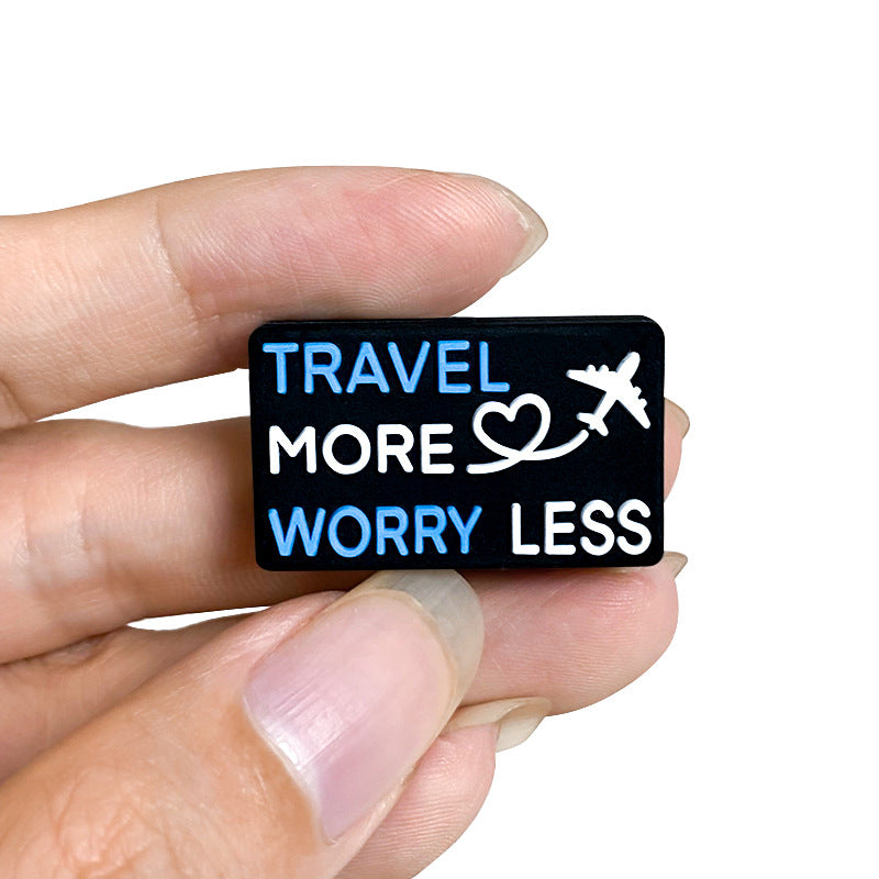 Silicone Focal Beads Travel More Worry Less Rectangle Airplane 20pcs 5