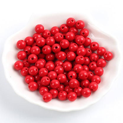 Solid Color Round Acrylic Beads 6mm Glossy Finish 600pcs 9