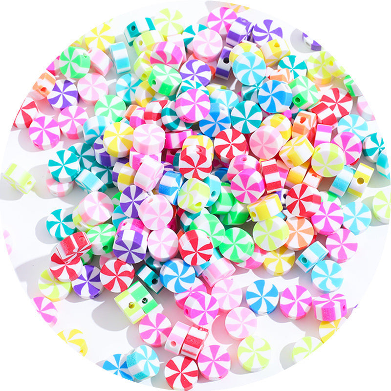 Flat Clay Beads 10mm Color Fruit Cartoon Mixed Design 1000pcs 12