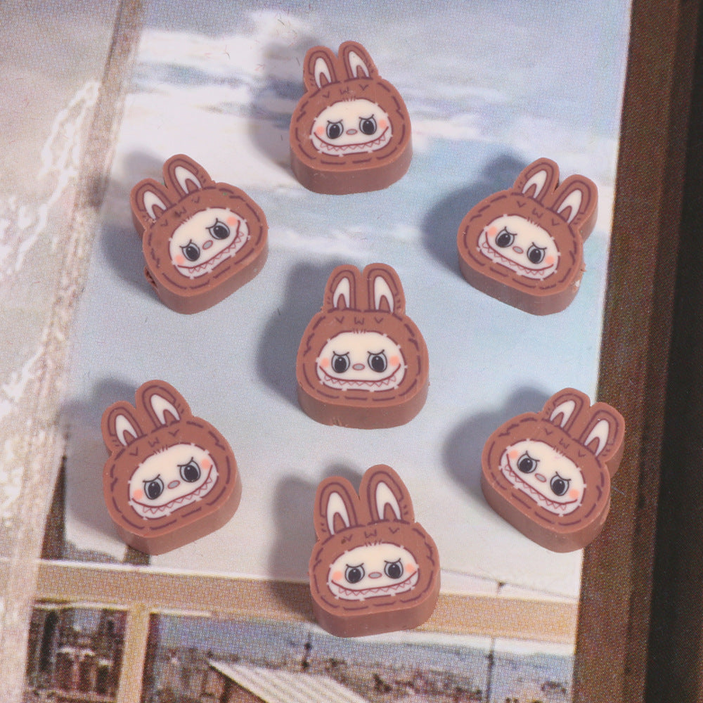 Labub Character Clay Beads 10mm Colorful Bunny Faces 200pcs 12