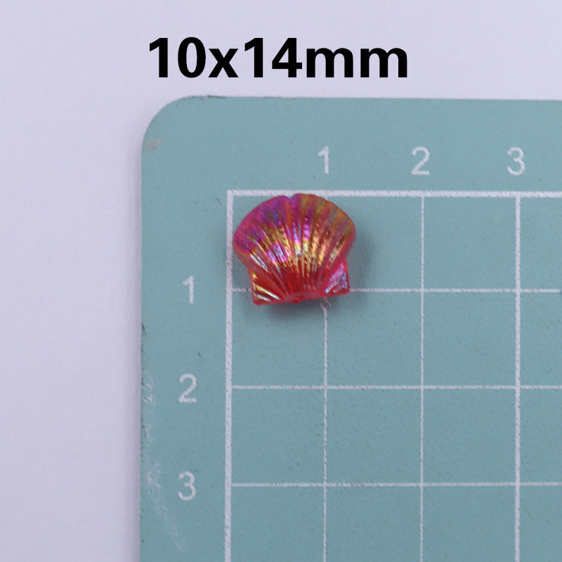 Transparent Shell Resin Beads 14mm Iridescent Multicolor 50pcs 10