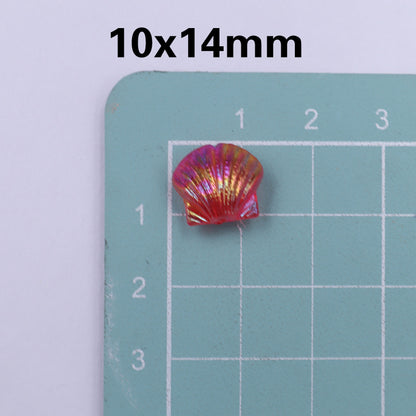 Transparent Shell Resin Beads 14mm Iridescent Multicolor 50pcs 10