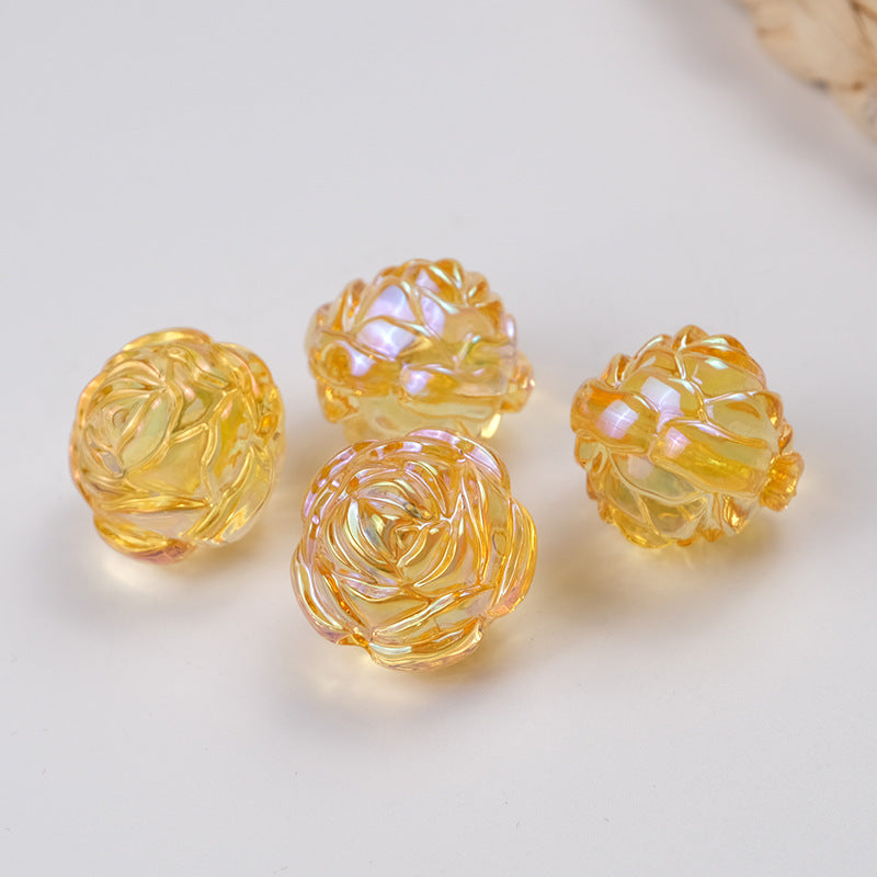 Transparent UV Plating Rose Acrylic Beads 20mm Shaped 50pcs 10