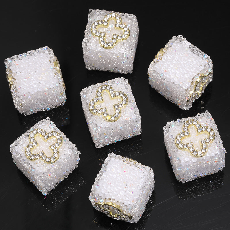 Butterfly Pentagram Cube Rhinestone Beads 22mm Vibrant Metal Embellished 5pcs 17