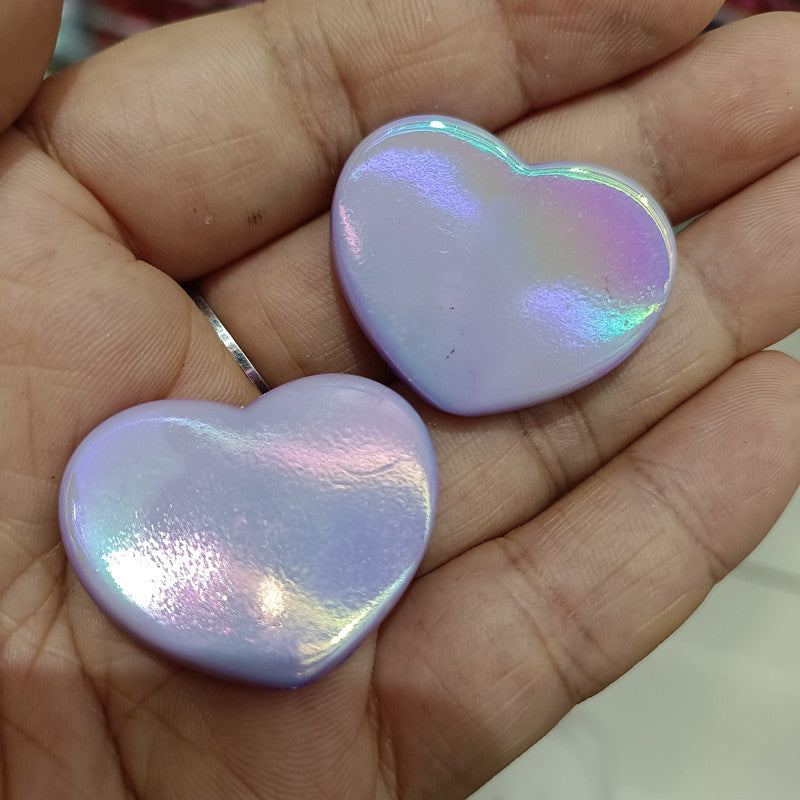 UV Plating Glossy Heart Acrylic Flat Beads 26-32mm 100pcs 8