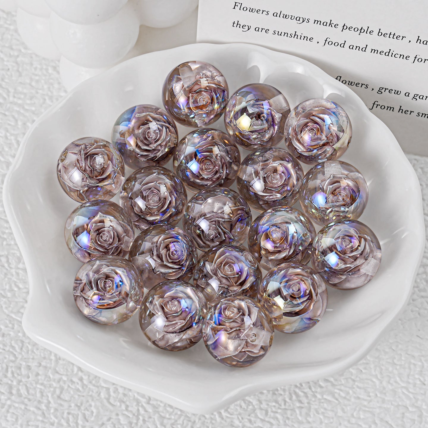Twilight Rose Resin Beads 16mm Round Mixed Colors 20pcs 6