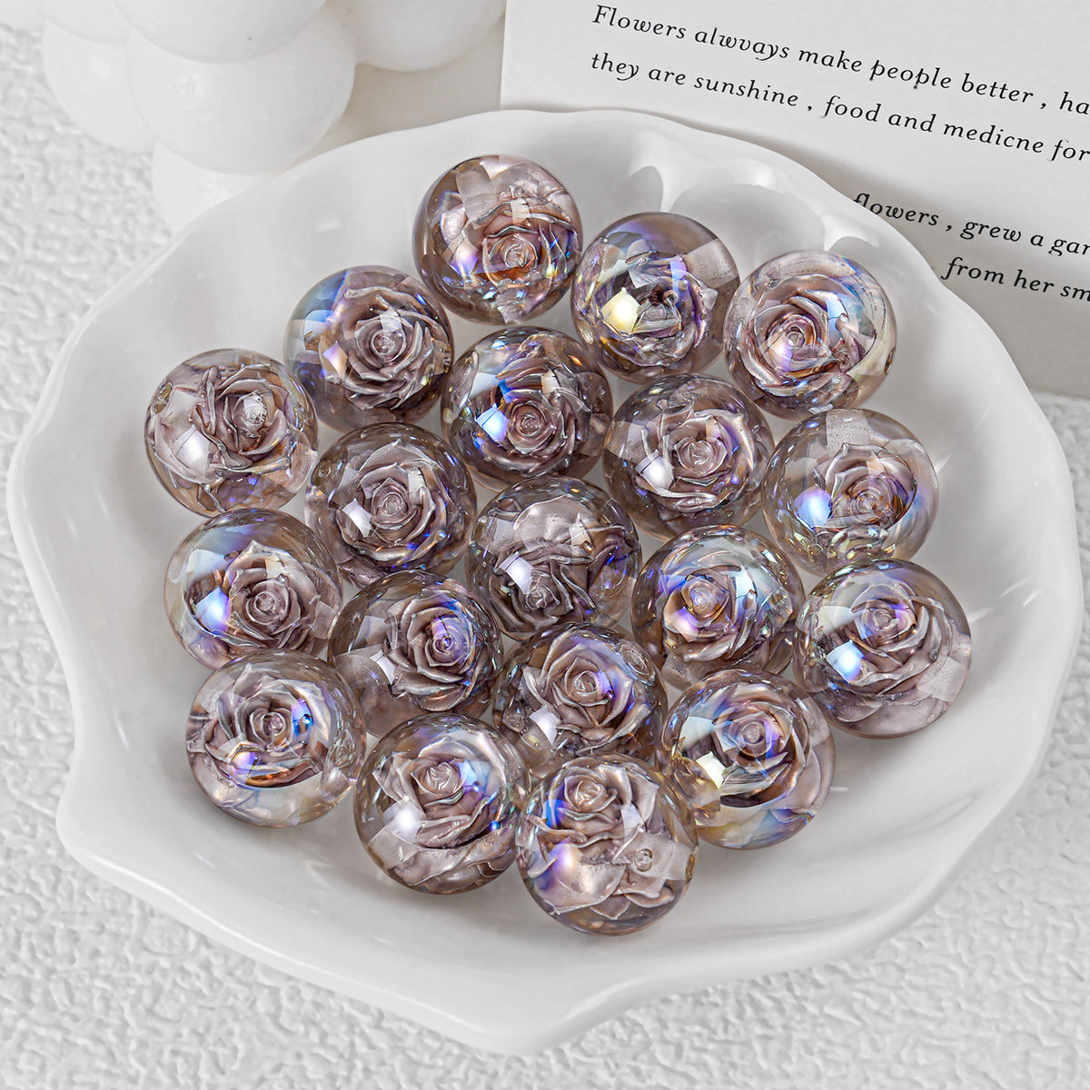 Twilight Rose Resin Beads 16mm Round Mixed Colors 20pcs 6