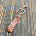 Vintage Embossed Leather Lanyard Keychain Genuine Cowhide 14cm 2pcs 6