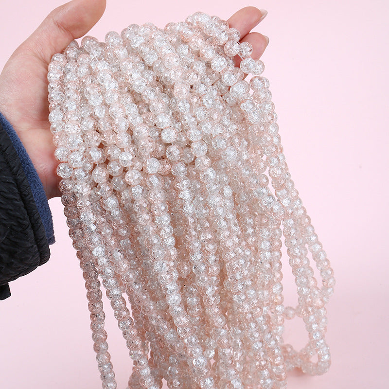 Crackle Round Glass Beads 8mm Gradient Dual Color Translucent 100pcs 14