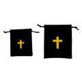 Black Velvet Drawstring Pouches with Gold Cross Pattern 10pcs 10x12cm 5