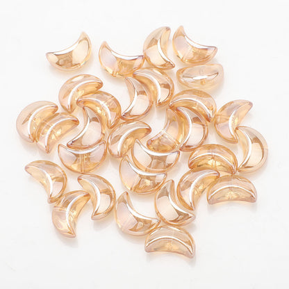 Moon Plated Transparent Crescent Glass Beads 9mm 14mm 30pcs 16
