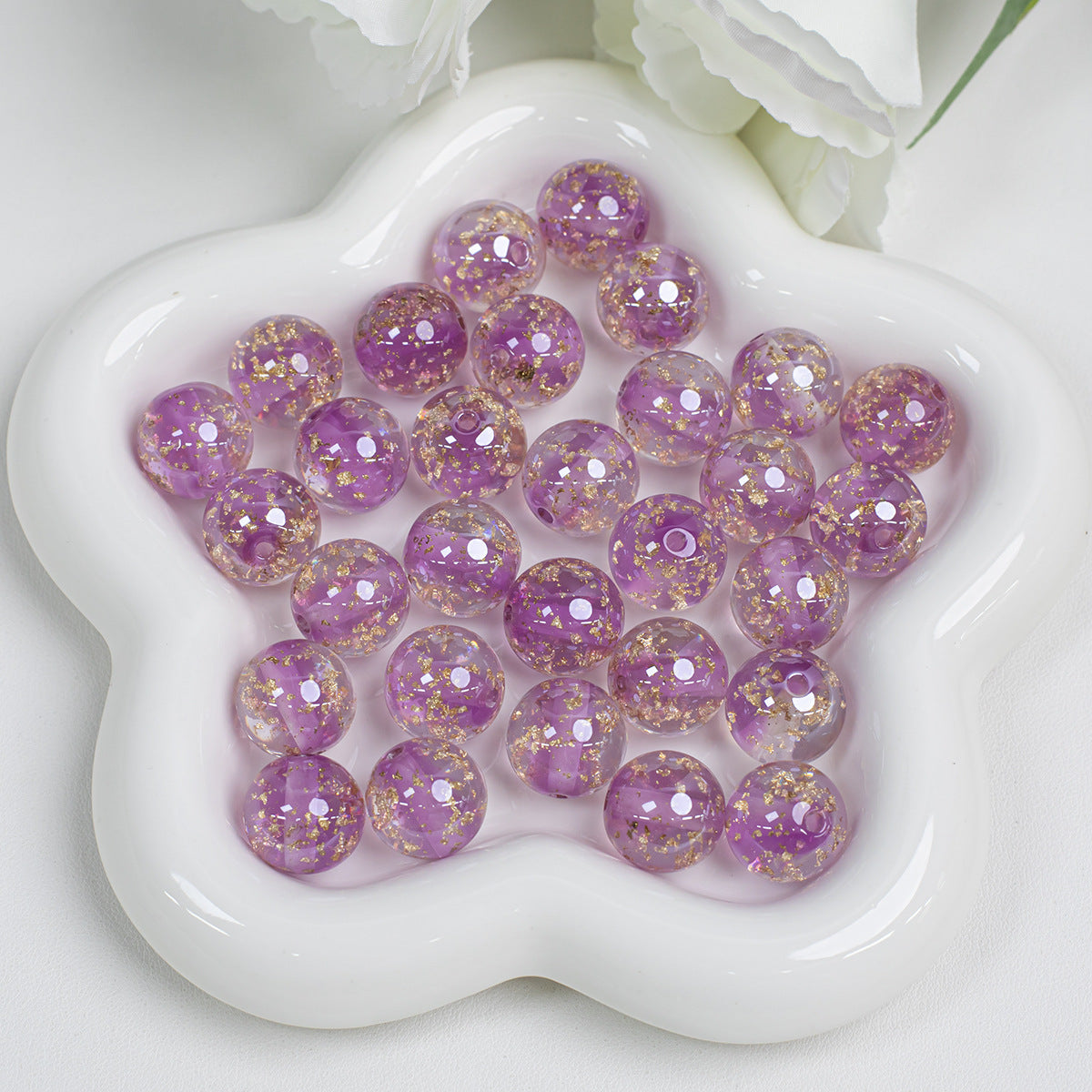 Clear Round Acrylic Beads 12mm 16mm Gold Foil Filled 40pcs 15