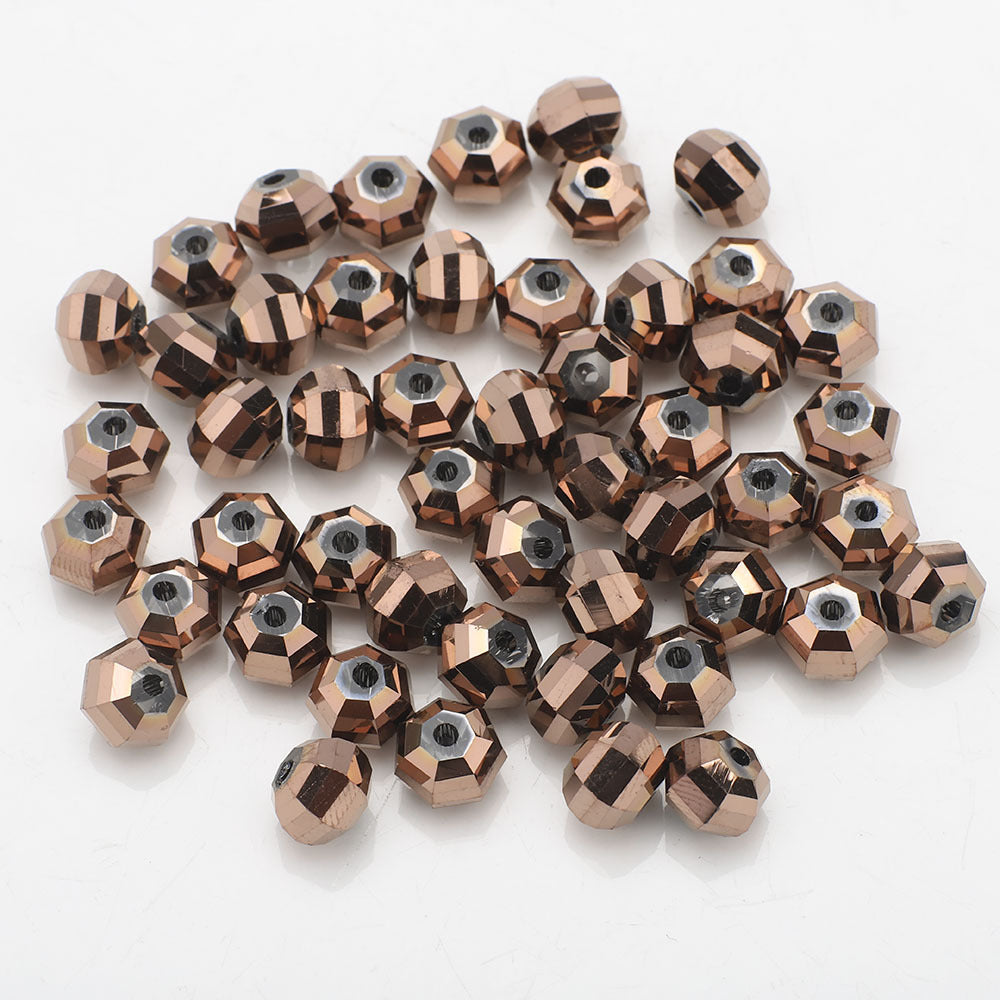 Faceted Glass Beads 8mm Watermelon Electroplated Iridescent 30pcs 14